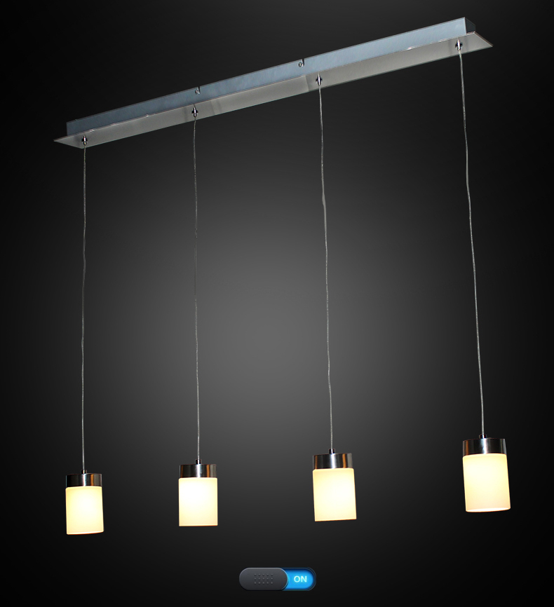 Eurotondisplay LED Pendelleuchte – 5x5W, Höhenverstellbar, Chrom, Weißer Satinierter Glasschirm, 35cm Durchmesser
