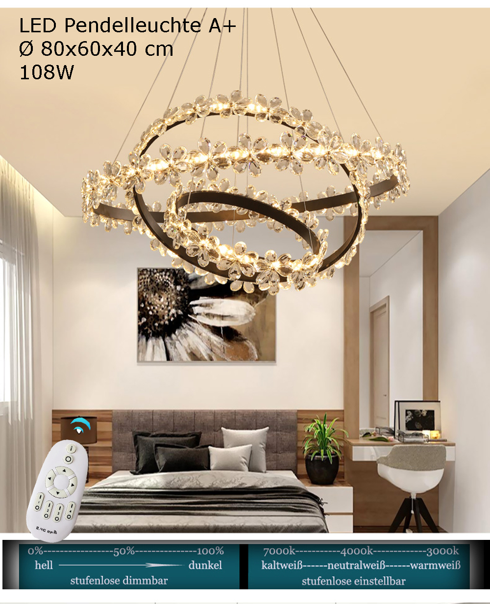 Pendelleuchte mit Fernbedienung Luxus LED XW813 helligkeit einstellbar Neu  A | eBay