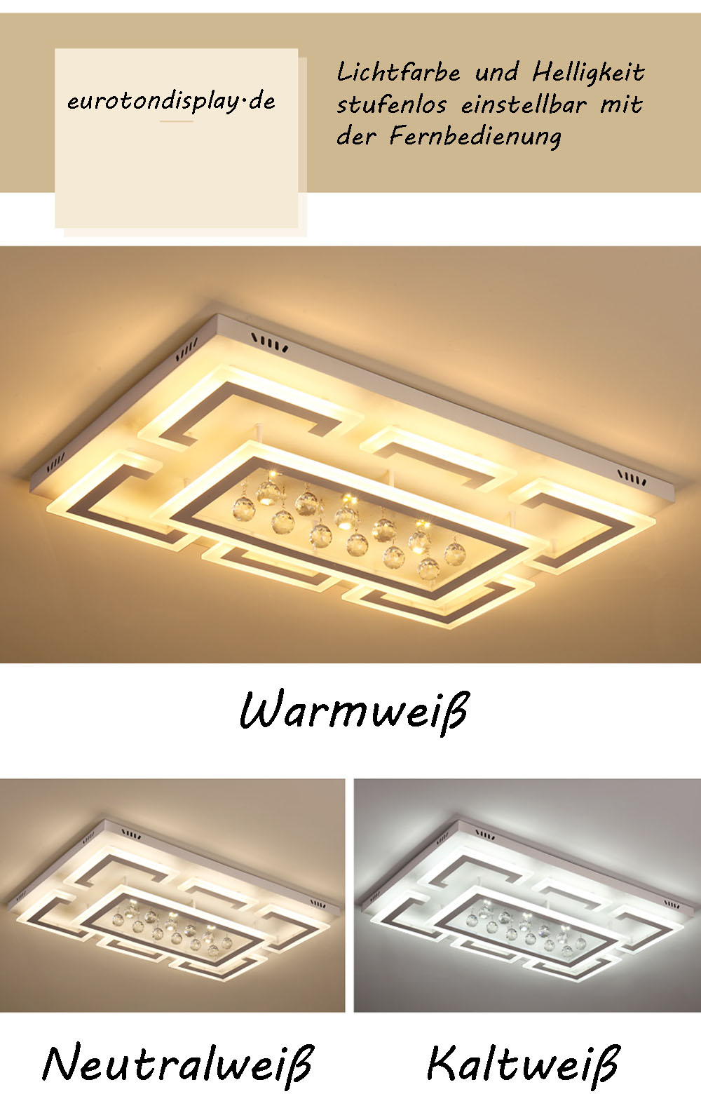 LED Deckenlampe Deckenleuchte XW803 | Lichtfarbe dimmbar eBay einstellbar Fernbedienung