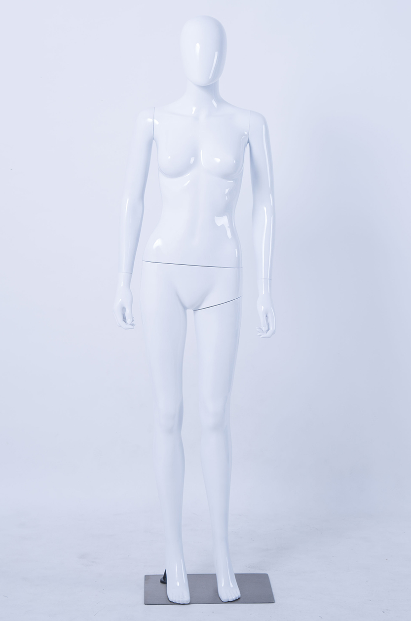 TonHan schöne stehende weibliche abstrakte weiß glänzend lackierte Schaufensterpuppe Schaufensterfigur Nase Mund Ohren Modern Feminin Neu (LF6-6 Frau matt