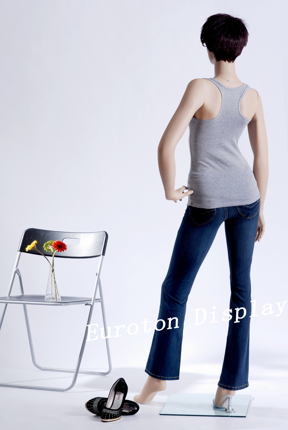 Mannequin Femme Eurotondisplay SF-10 Avec 2 Perruques - 175 Cm, Pivotant 360°, Démontable